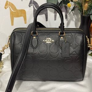 Coach Rowan Large Satchel Bag in Signature Leather black